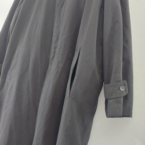 Ralph Lauren Black Trench Coat Vintage Size 44R Men Wool Liner Microfiber Soft - Picture 15 of 15